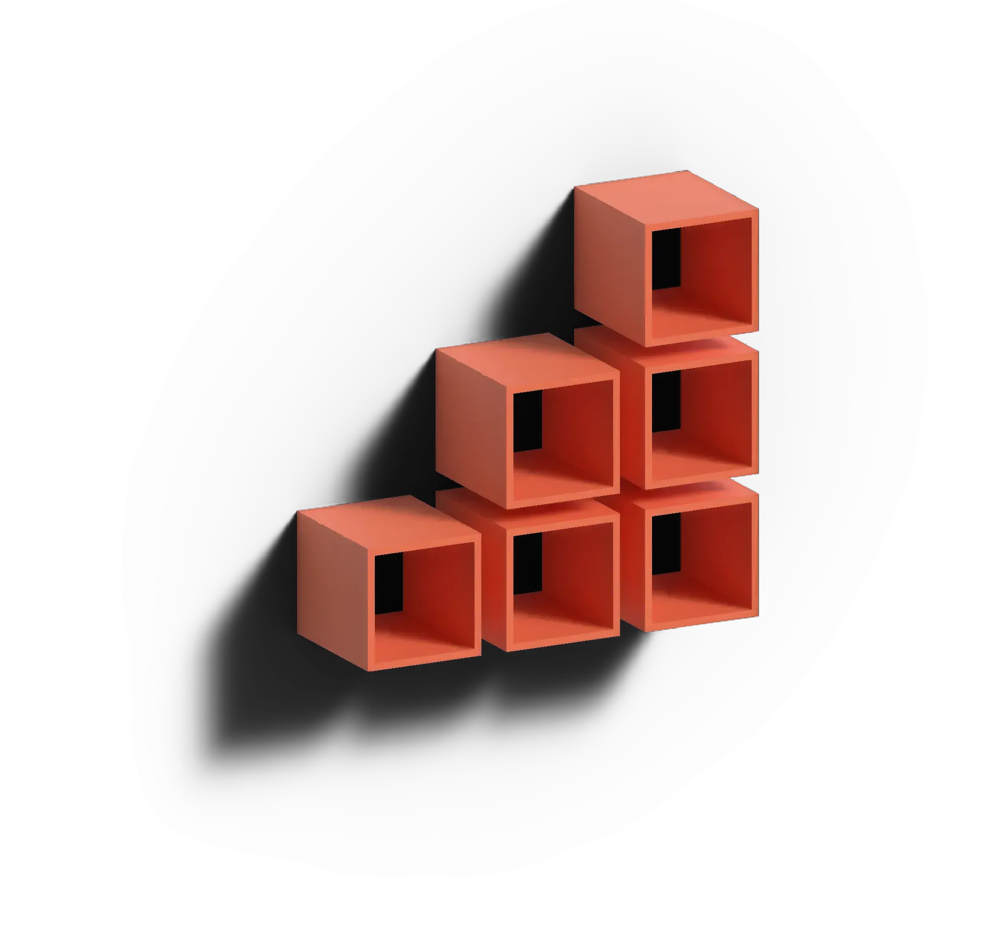 3D cubes in the shape of an ascending graph.