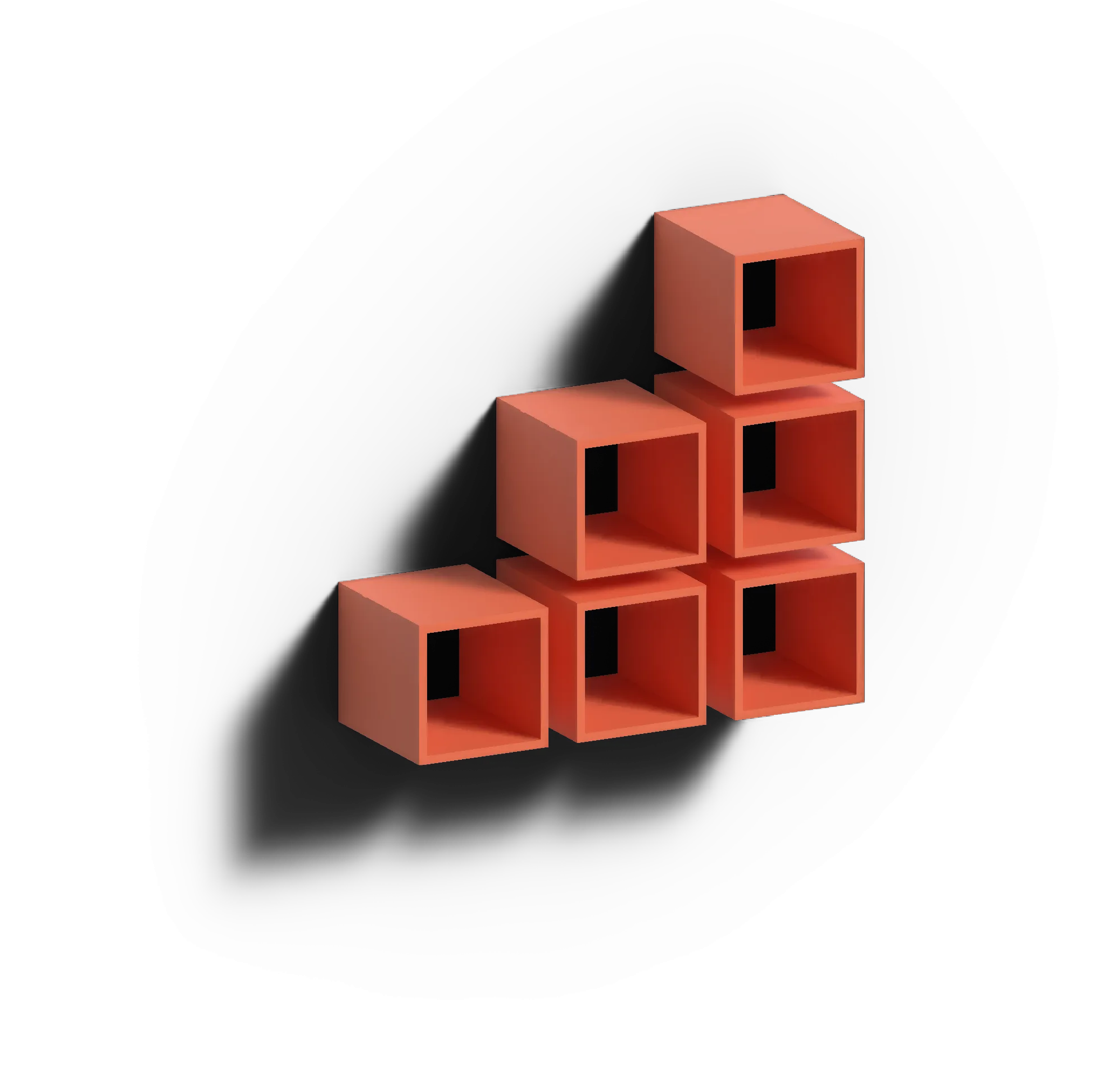 3D cubes in the shape of an ascending graph.