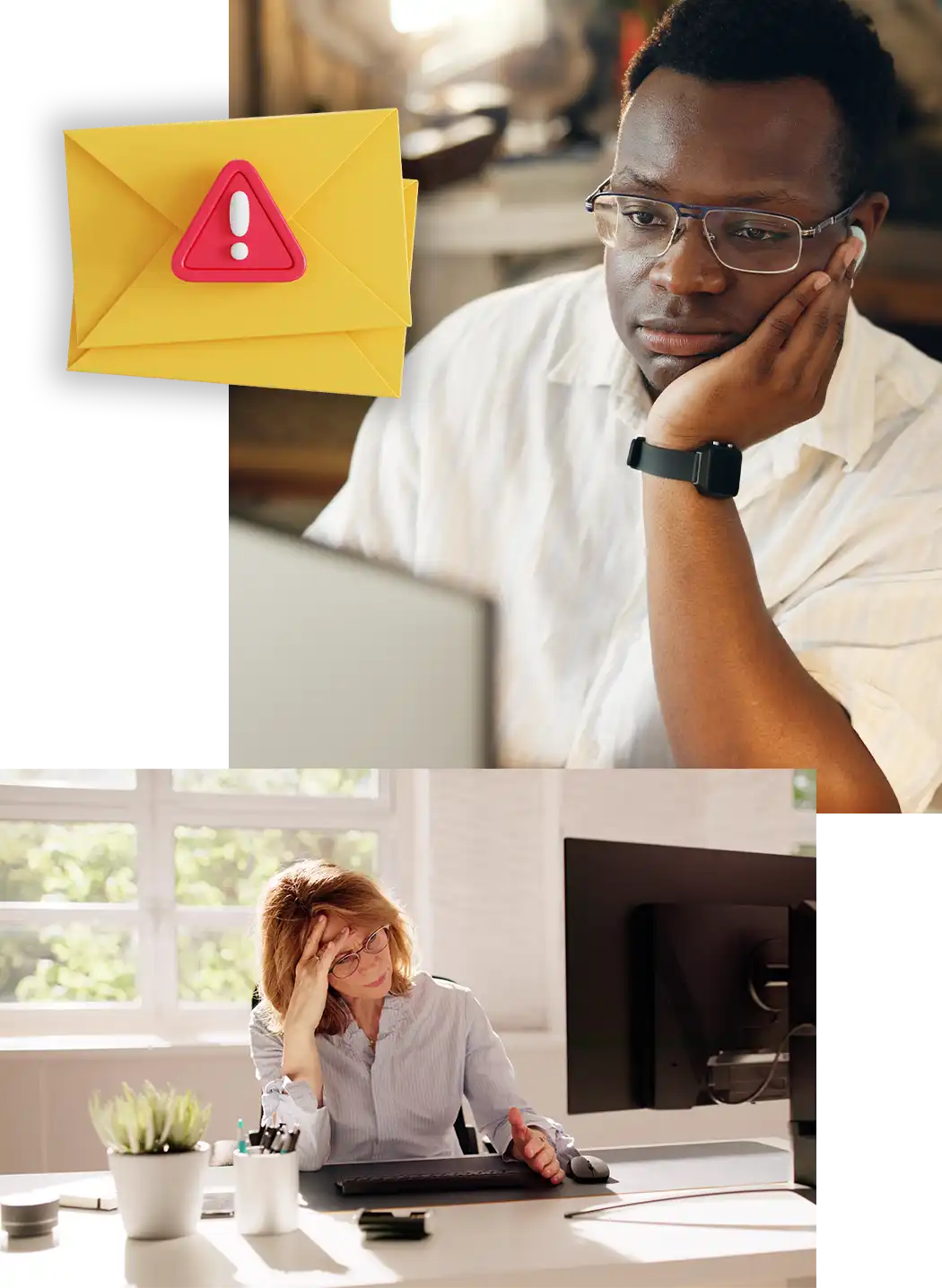 A man stares sadly at his computer screen while he attempts to use the old PlannerSearch tool.