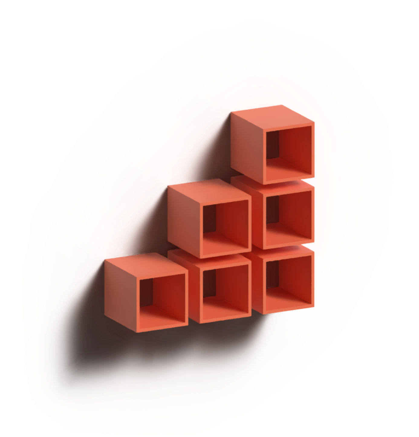 3D cubes in the shape of an ascending graph.