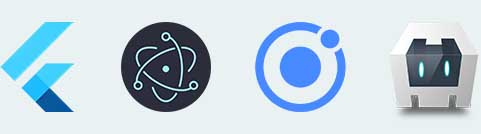 Icons: Flutter, Electron, Iconic, Apache Cordova